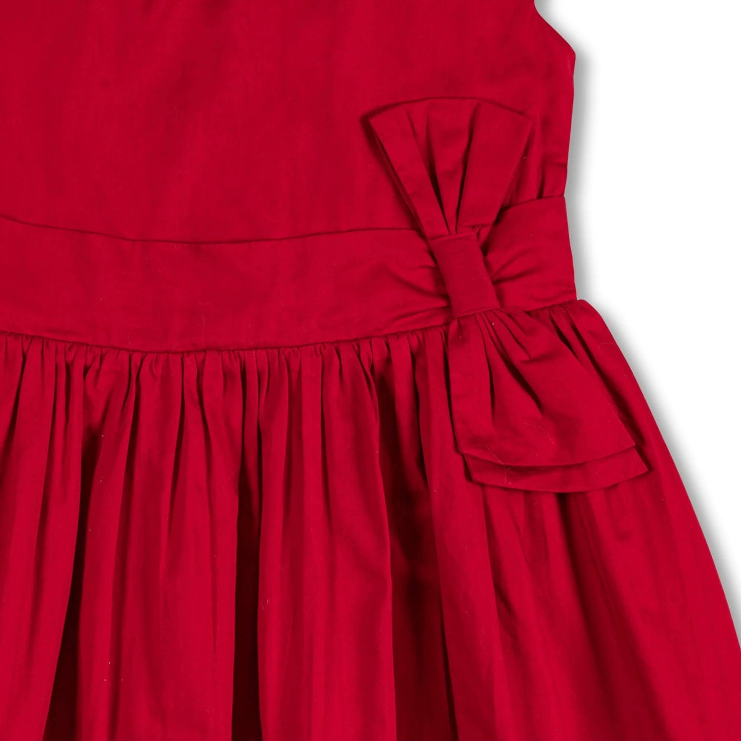 Organic Cap Sleeve Dress- Red Sateen