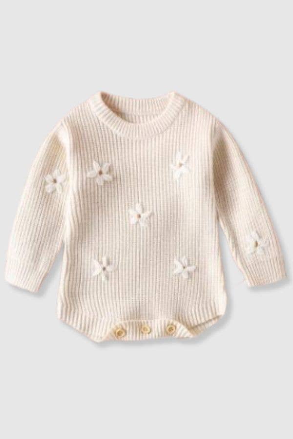 Cream & Floral Knit Onesie