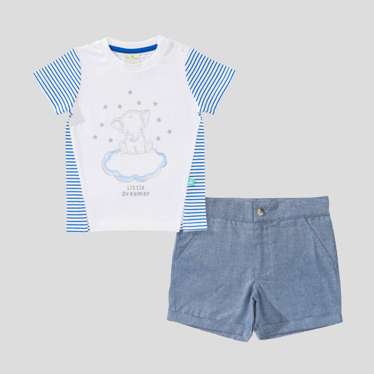 Elephant Printed Tee and Shorts Set