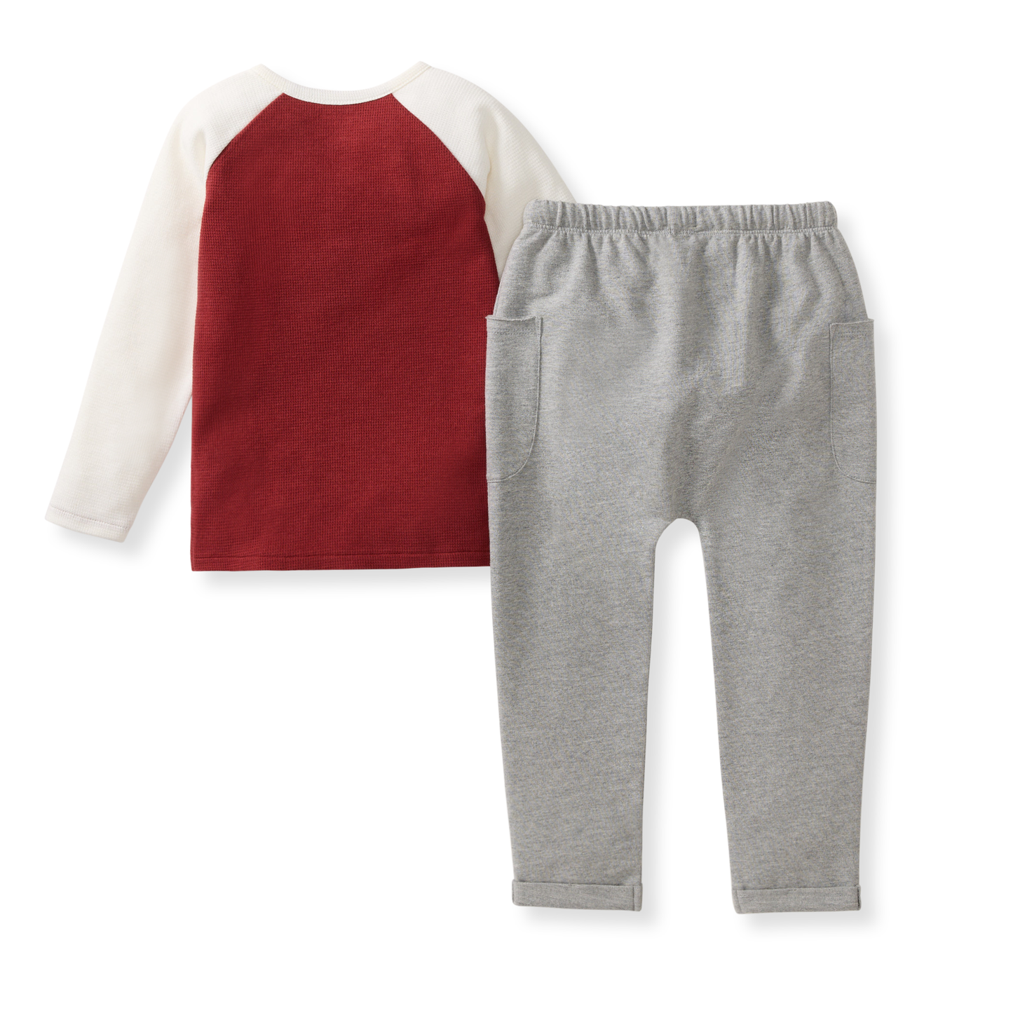 Brick Red Thermal Organic Tee & Pants Set