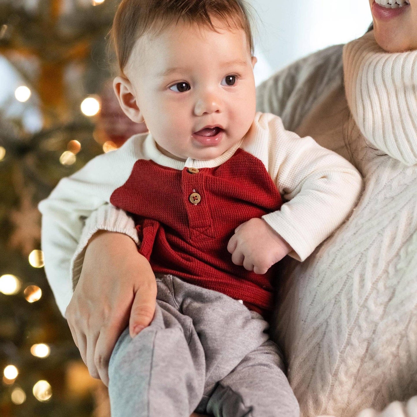 Brick Red Thermal Organic Tee & Pants Set