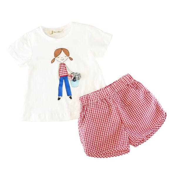 Girl Tee and Plaid Short Sets