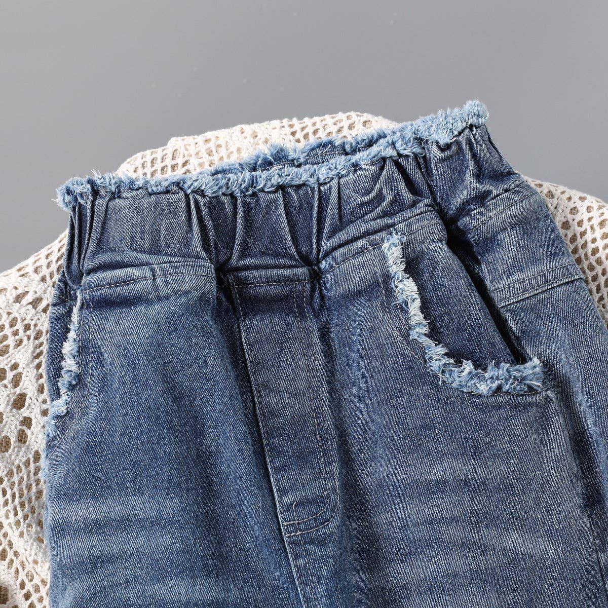 Denim Fringed Wide-Leg Pants