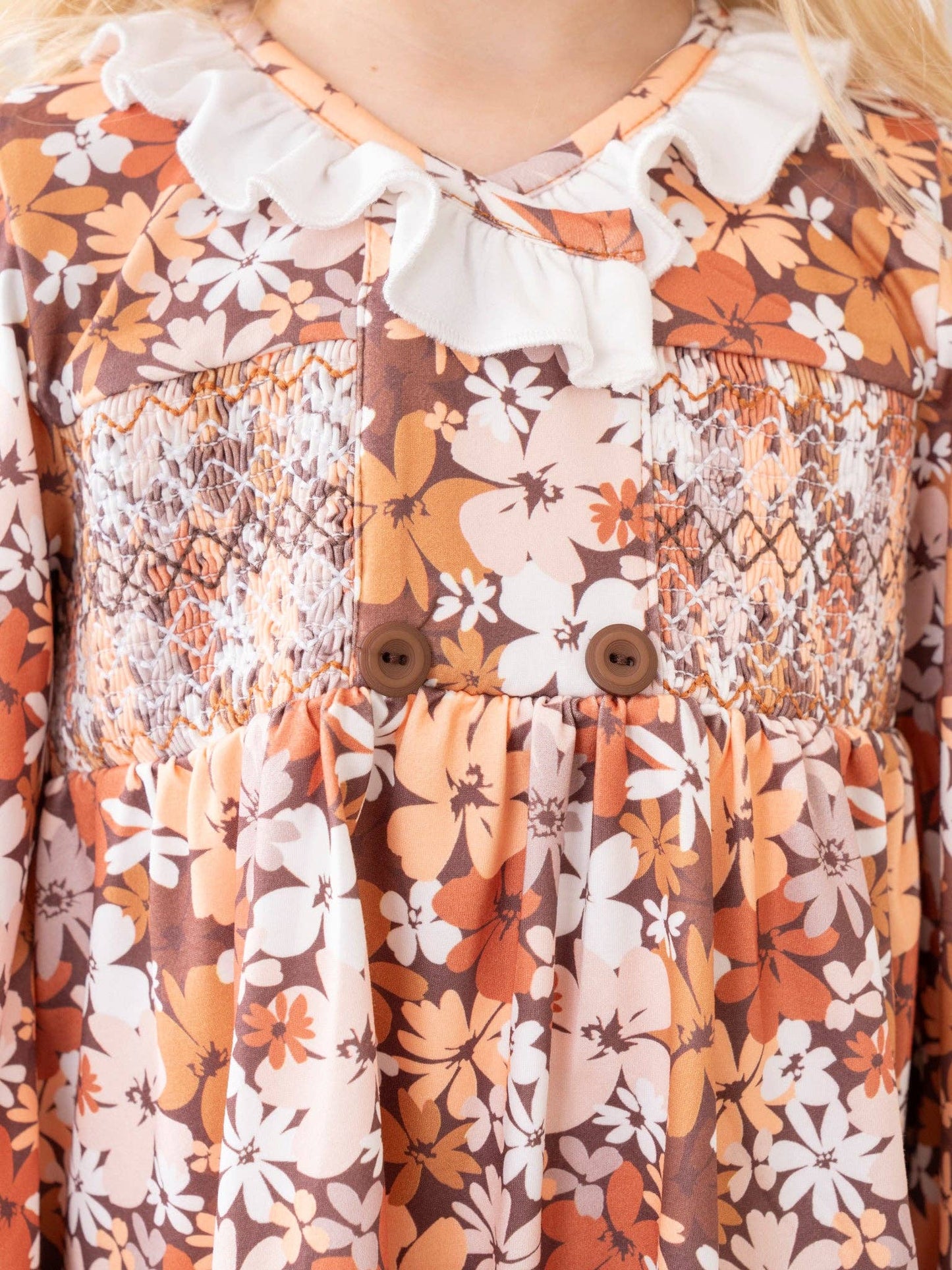 Autumn Floral Ruffle Dress
