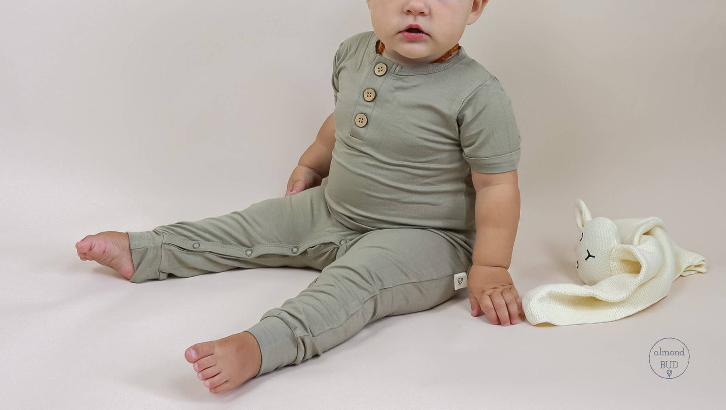 Muted Sage Baby Bamboo Romper