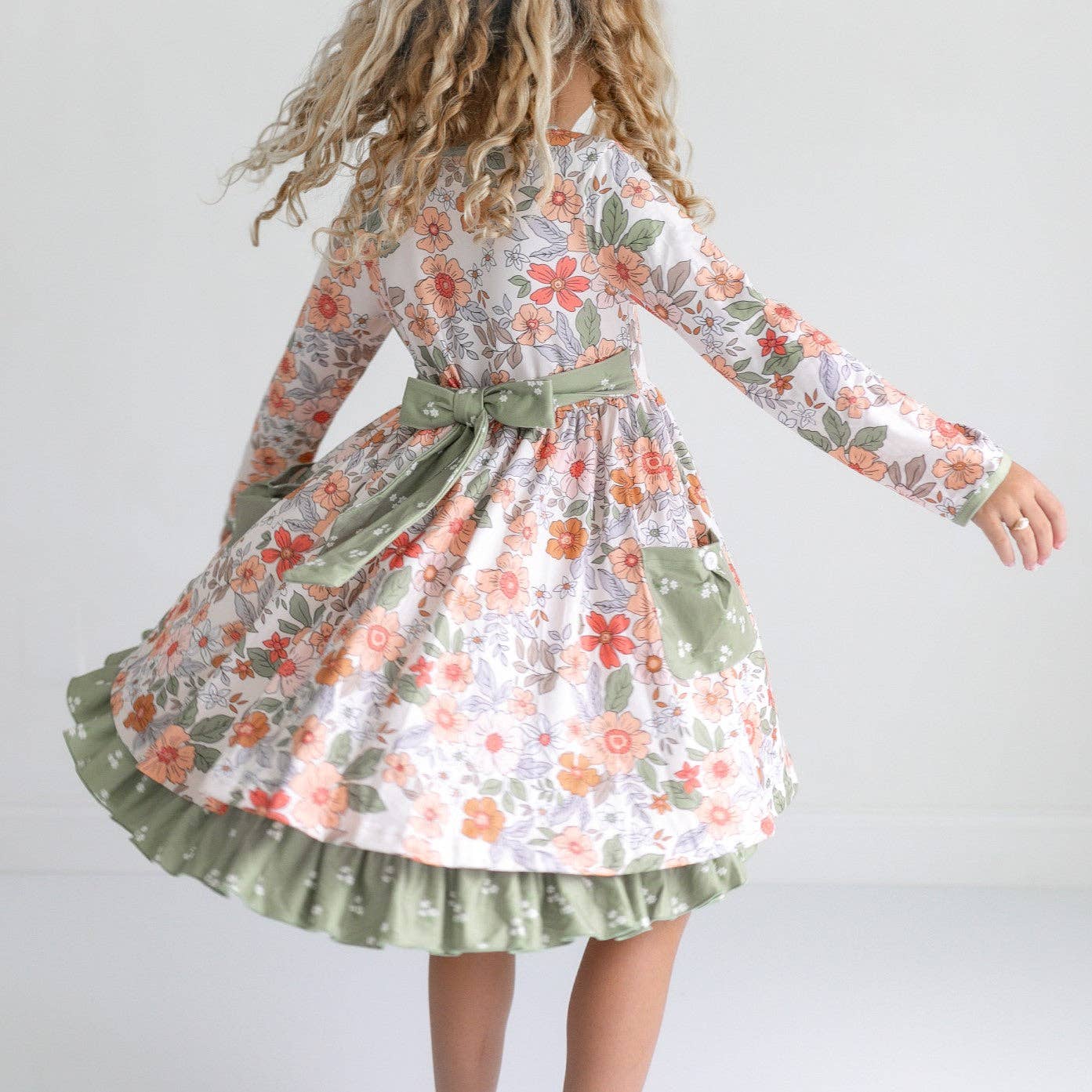 Sage & Rust Fall Floral Button Dress with Pockets