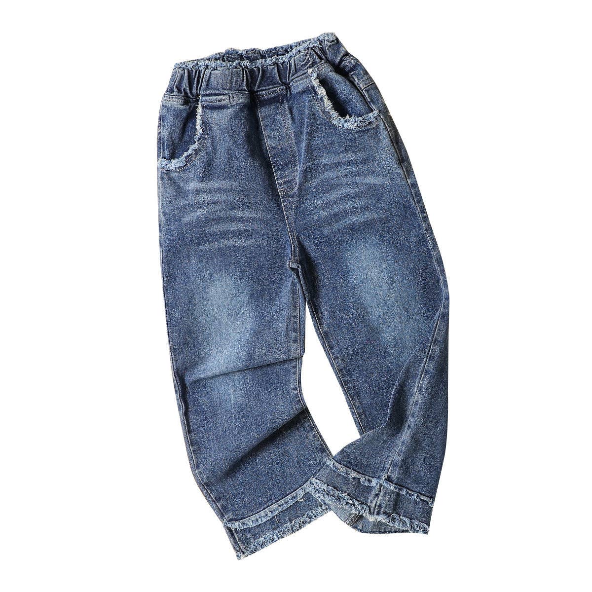 Denim Fringed Wide-Leg Pants