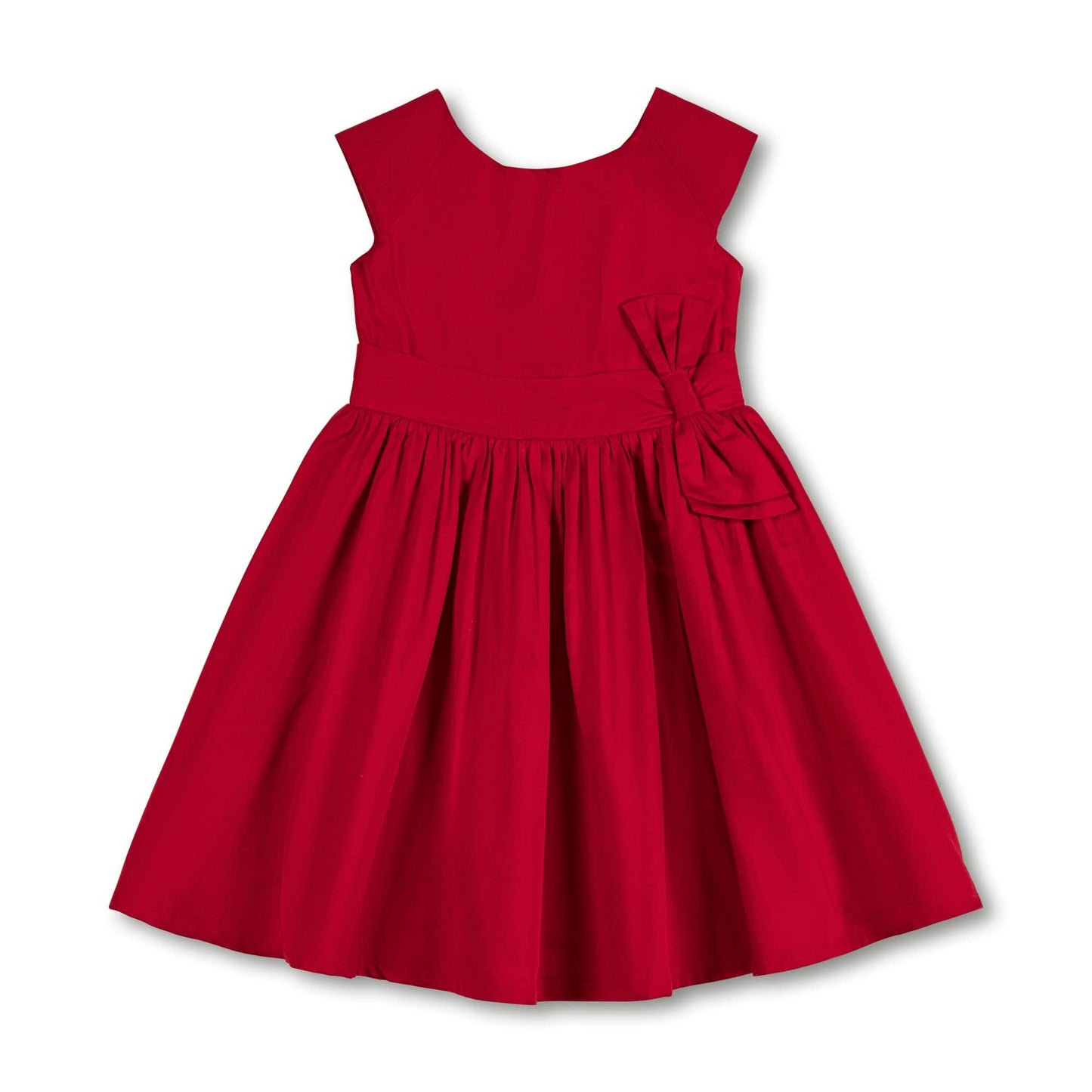 Organic Cap Sleeve Dress- Red Sateen