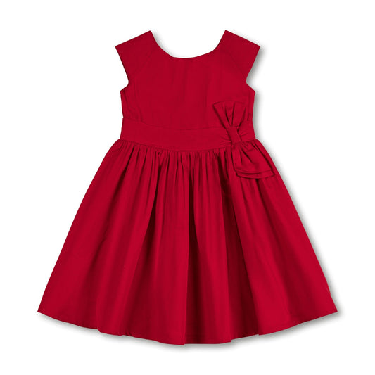 Organic Cap Sleeve Dress- Red Sateen