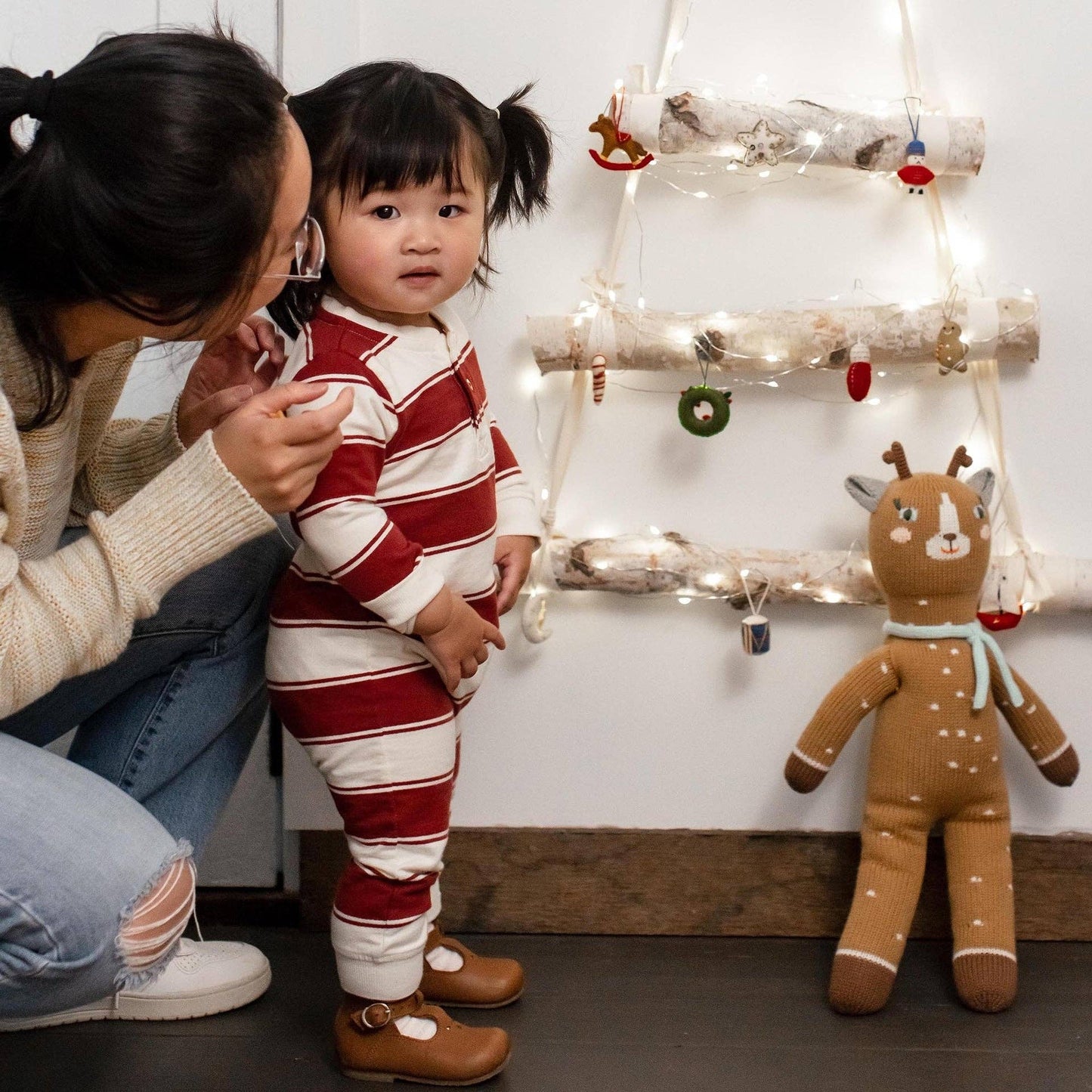 Brick Red Striped Romper