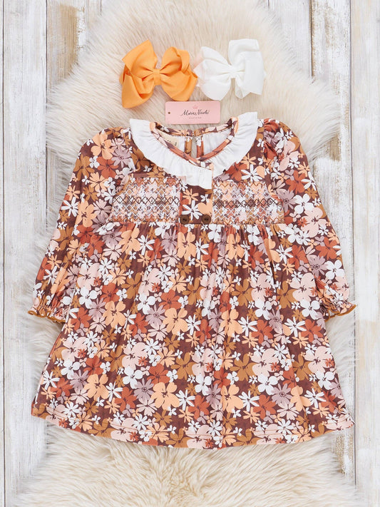 Autumn Floral Ruffle Dress