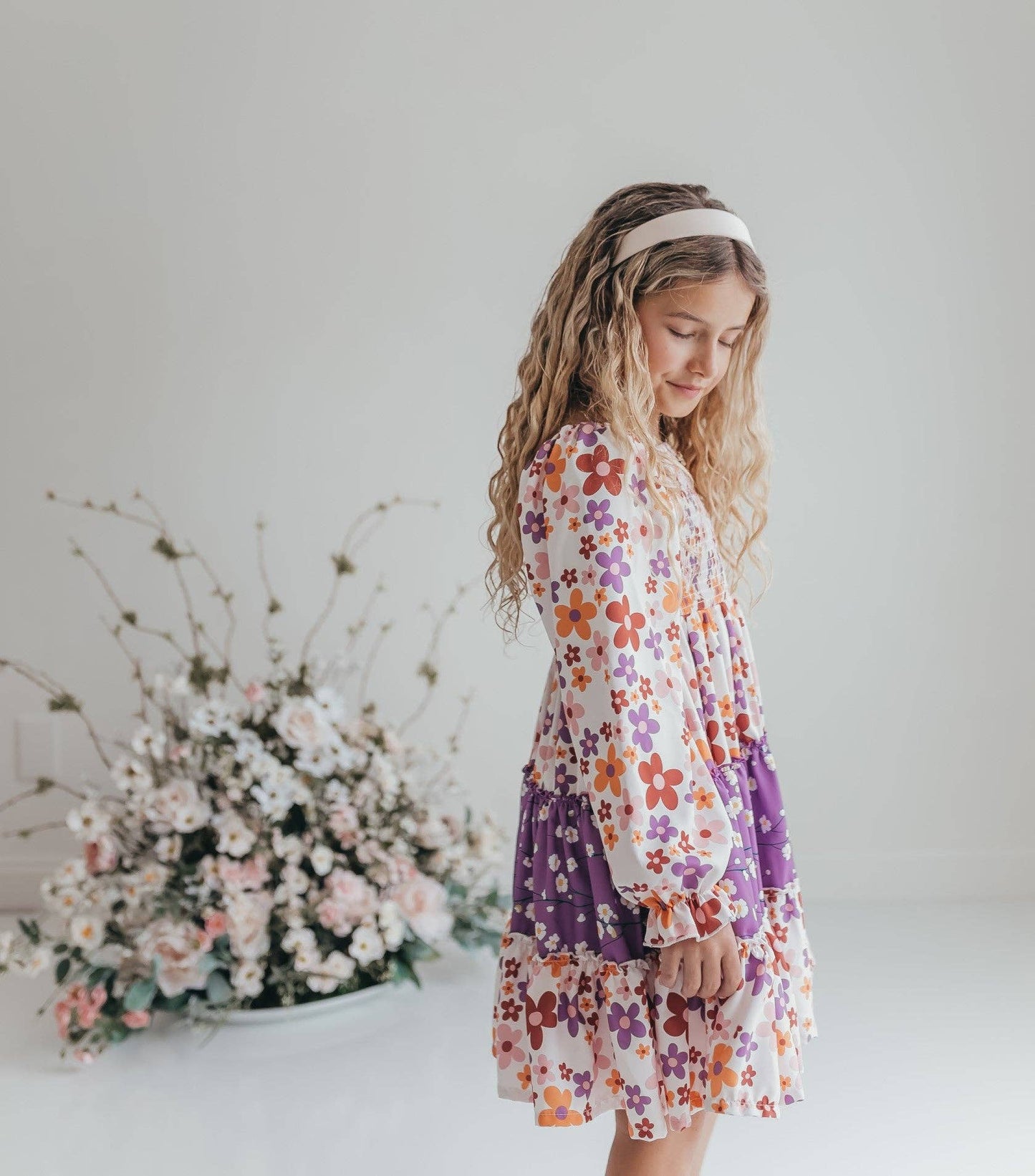 Lavender Flower 3-Tiered Smock