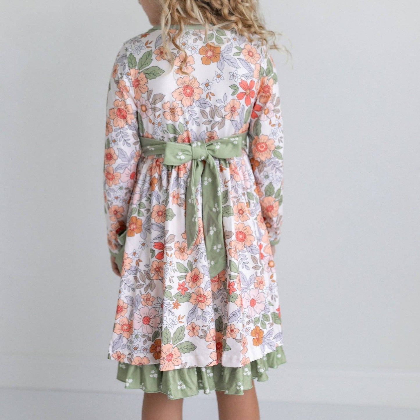 Sage & Rust Fall Floral Button Dress with Pockets