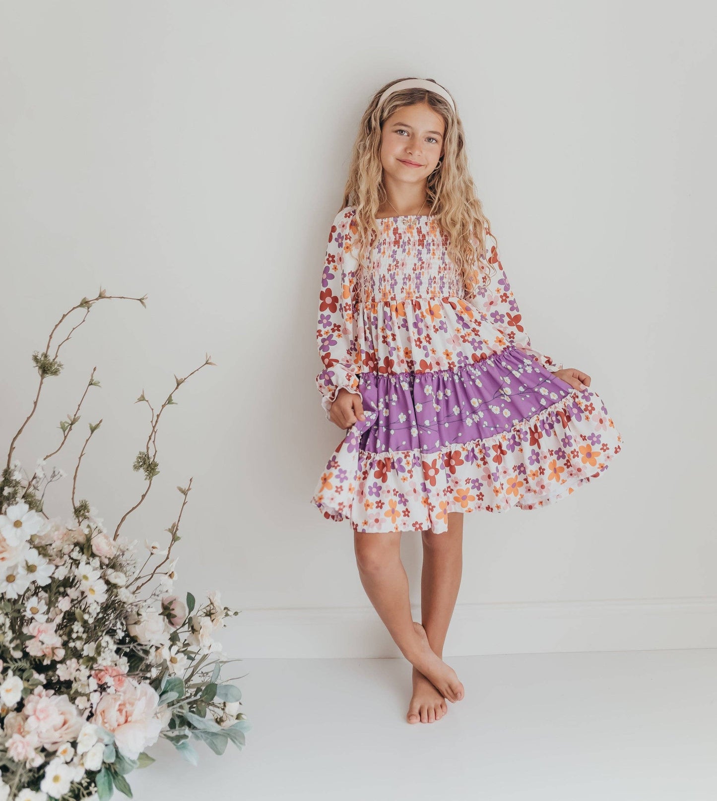 Lavender Flower 3-Tiered Smock