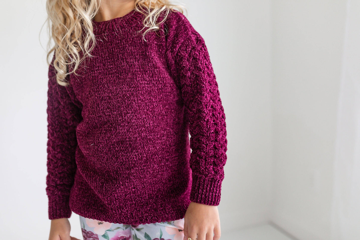 Plum Sweater & Sage Floral Bell Bottom