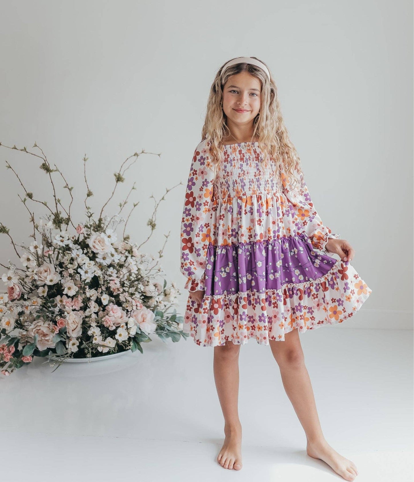 Lavender Flower 3-Tiered Smock