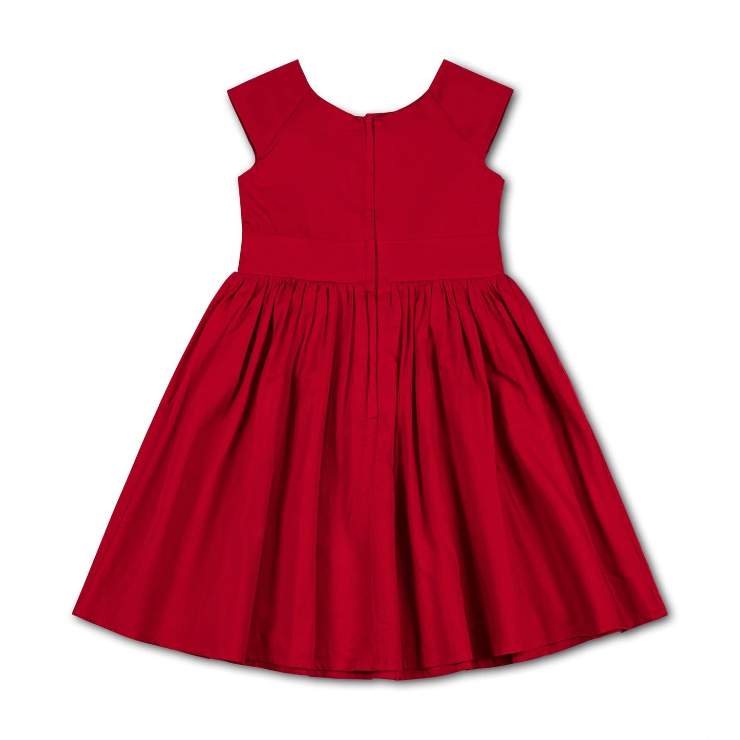 Organic Cap Sleeve Dress- Red Sateen