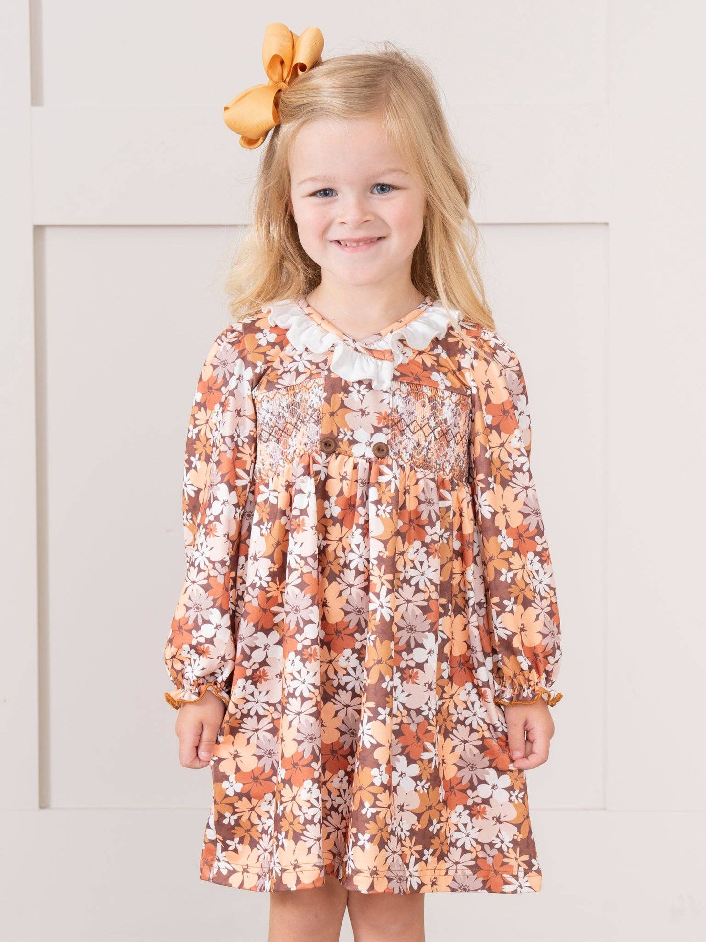 Autumn Floral Ruffle Dress