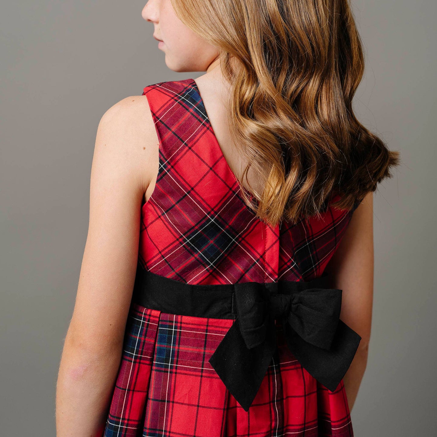 Organic Pleated Red Plaid Dress