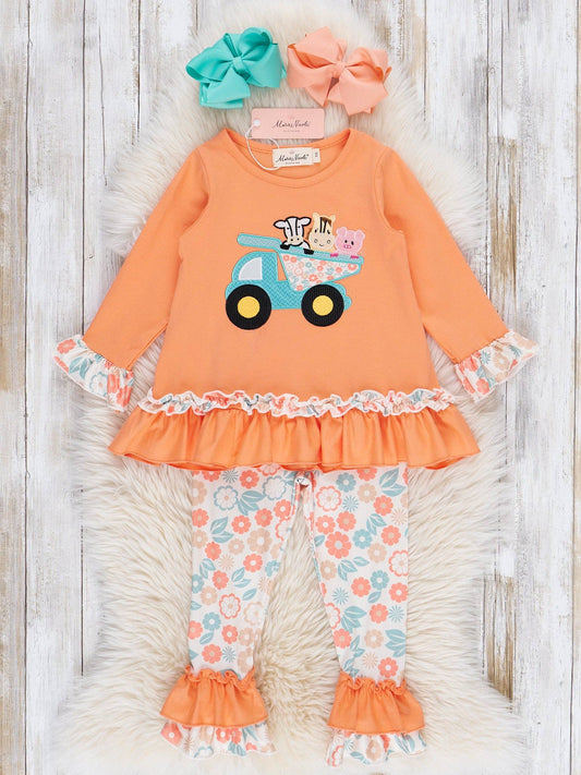 Embroidered Farm Animal Dump Truck Outfit
