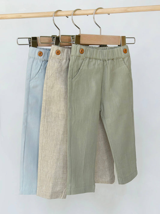 Light Blue Linen Pants with Suspenders