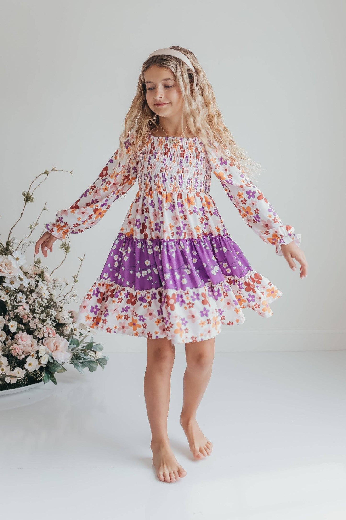 Lavender Flower 3-Tiered Smock