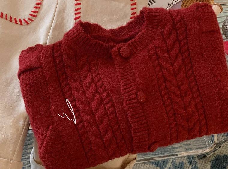 Red Cardigan Sweater