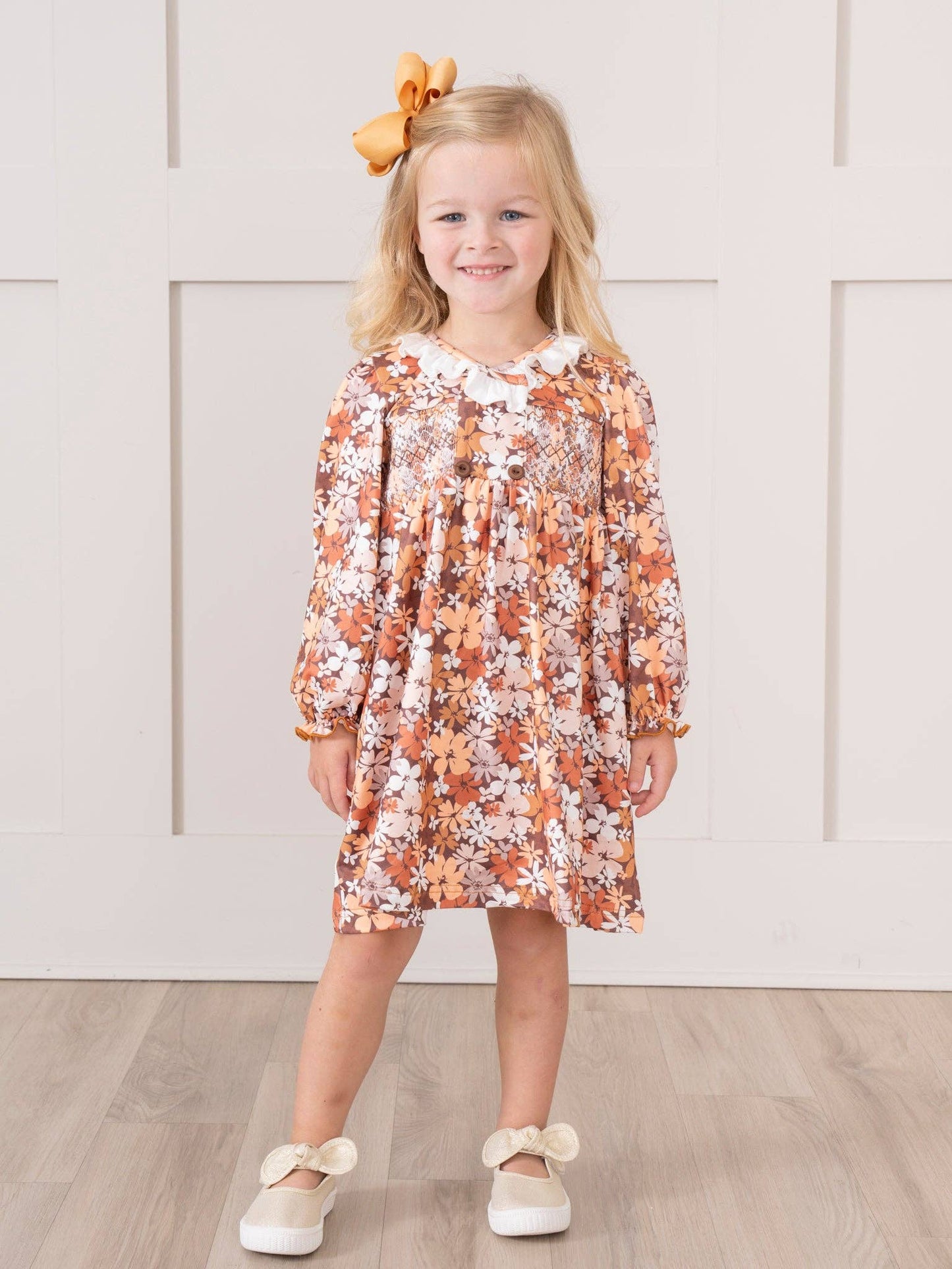Autumn Floral Ruffle Dress