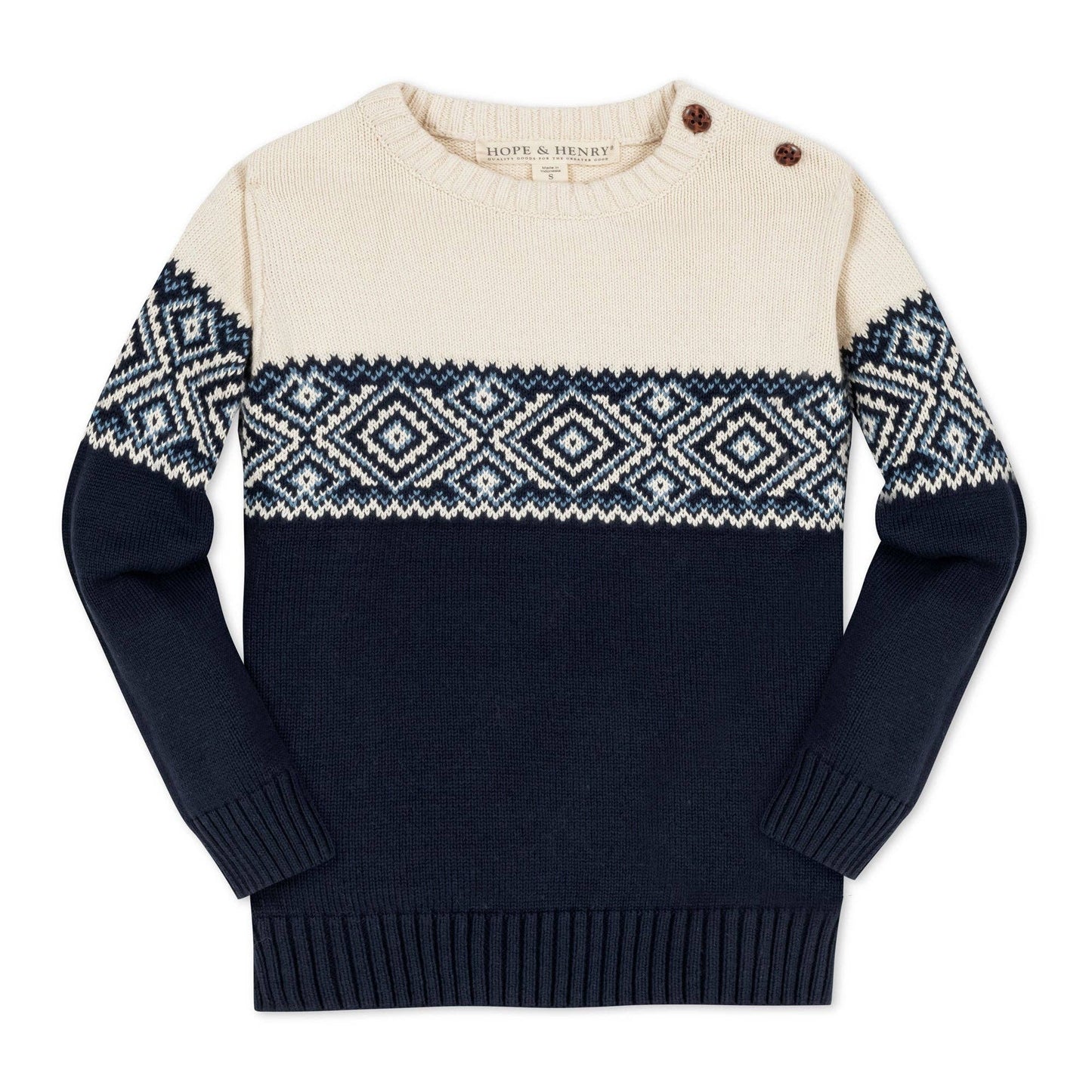 Organic Ski Lodge Intarsia Button Sweater