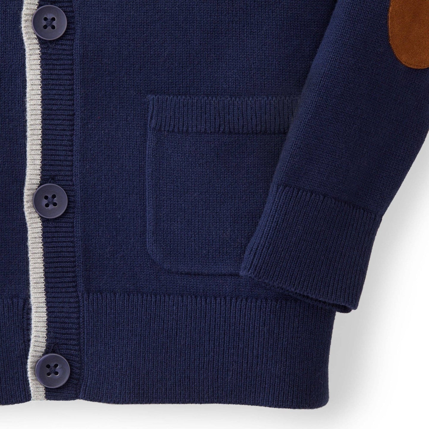 Tipped Organic Cardigan with Elbow Patches