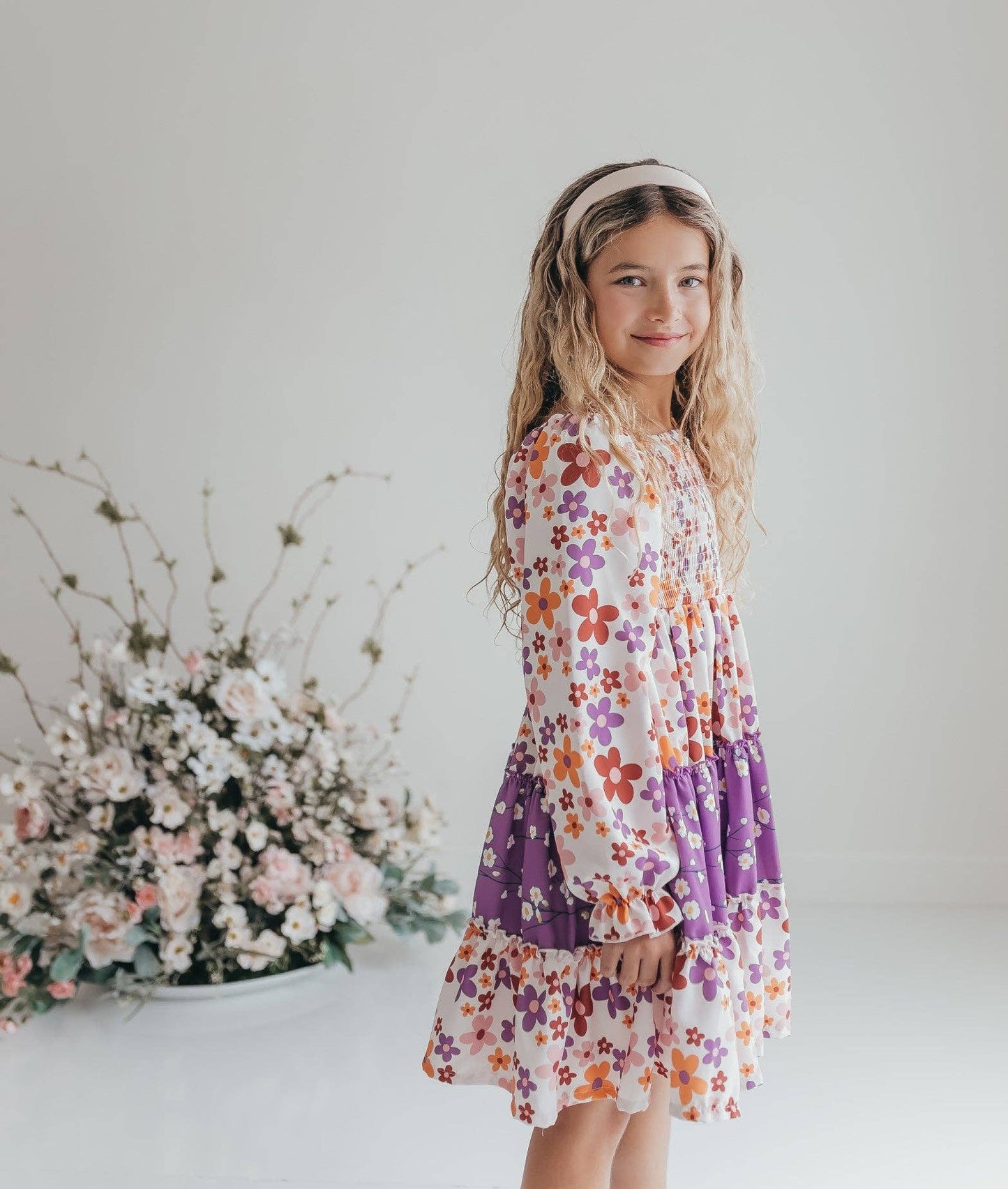 Lavender Flower 3-Tiered Smock