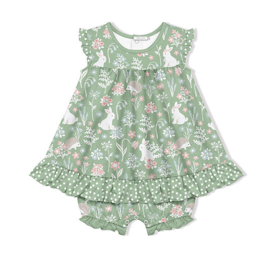 Baby Sage Bunny & Fields Skirted Bubble Romper