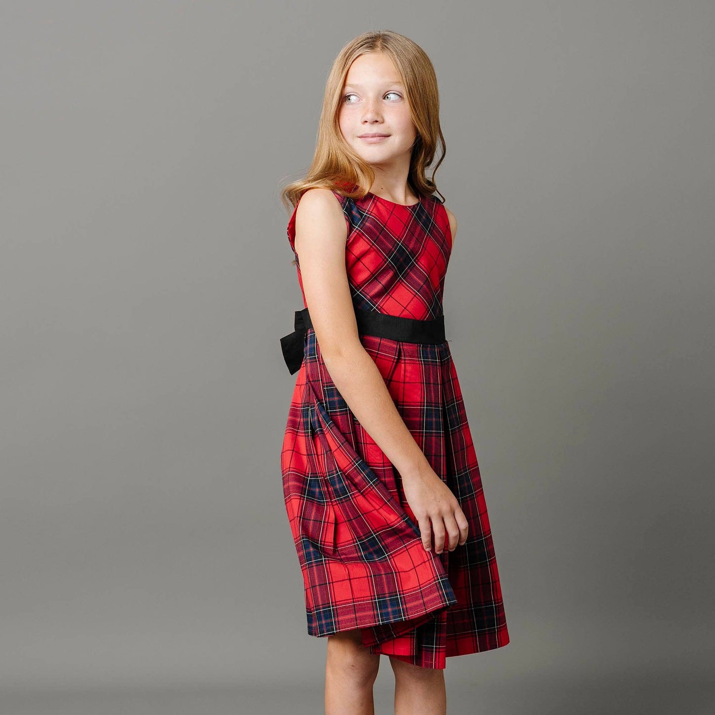 Organic Pleated Red Plaid Dress