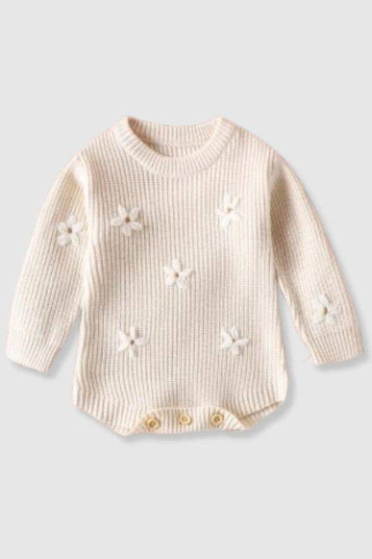 Cream & Floral Knit Onesie