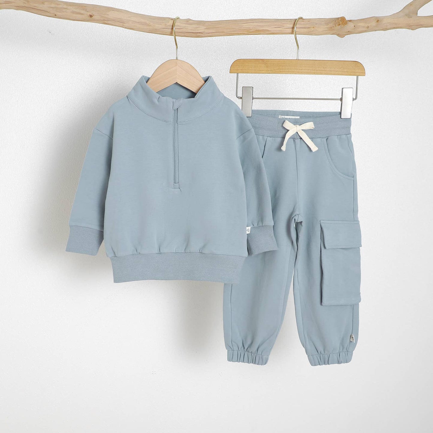 Dusty Blue French Terry Organic Cotton Beach Jogger Set