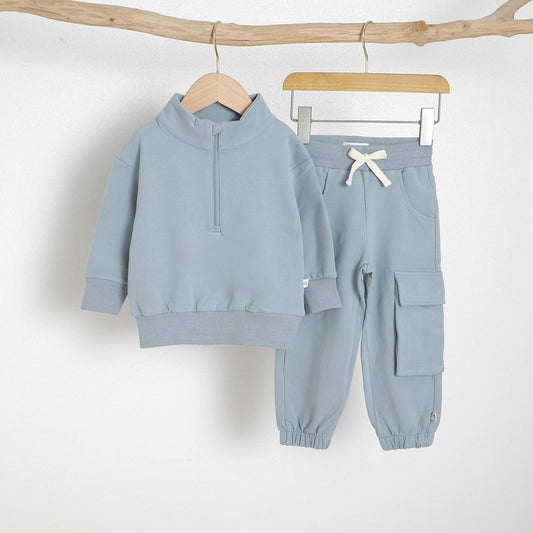 Dusty Blue French Terry Organic Cotton Beach Jogger Set
