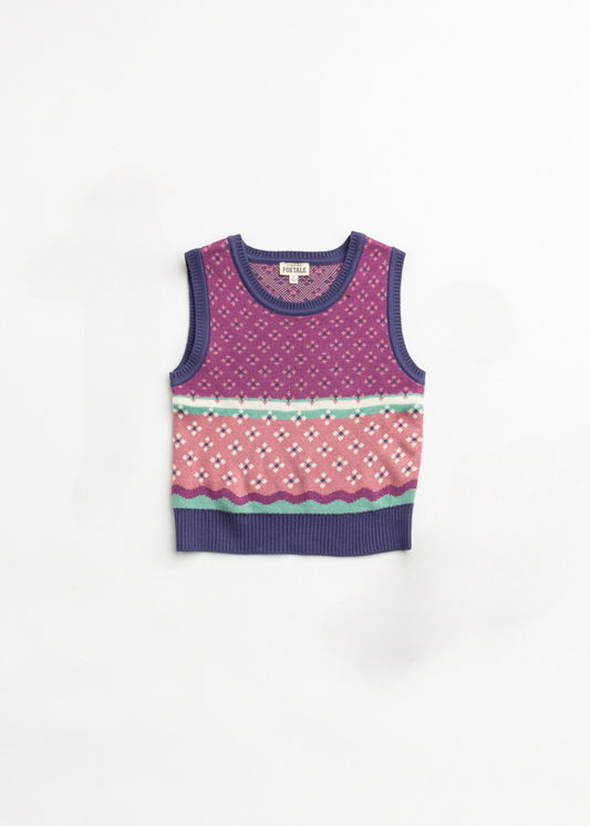 Jewel Tone Intarsia Sweater Vest