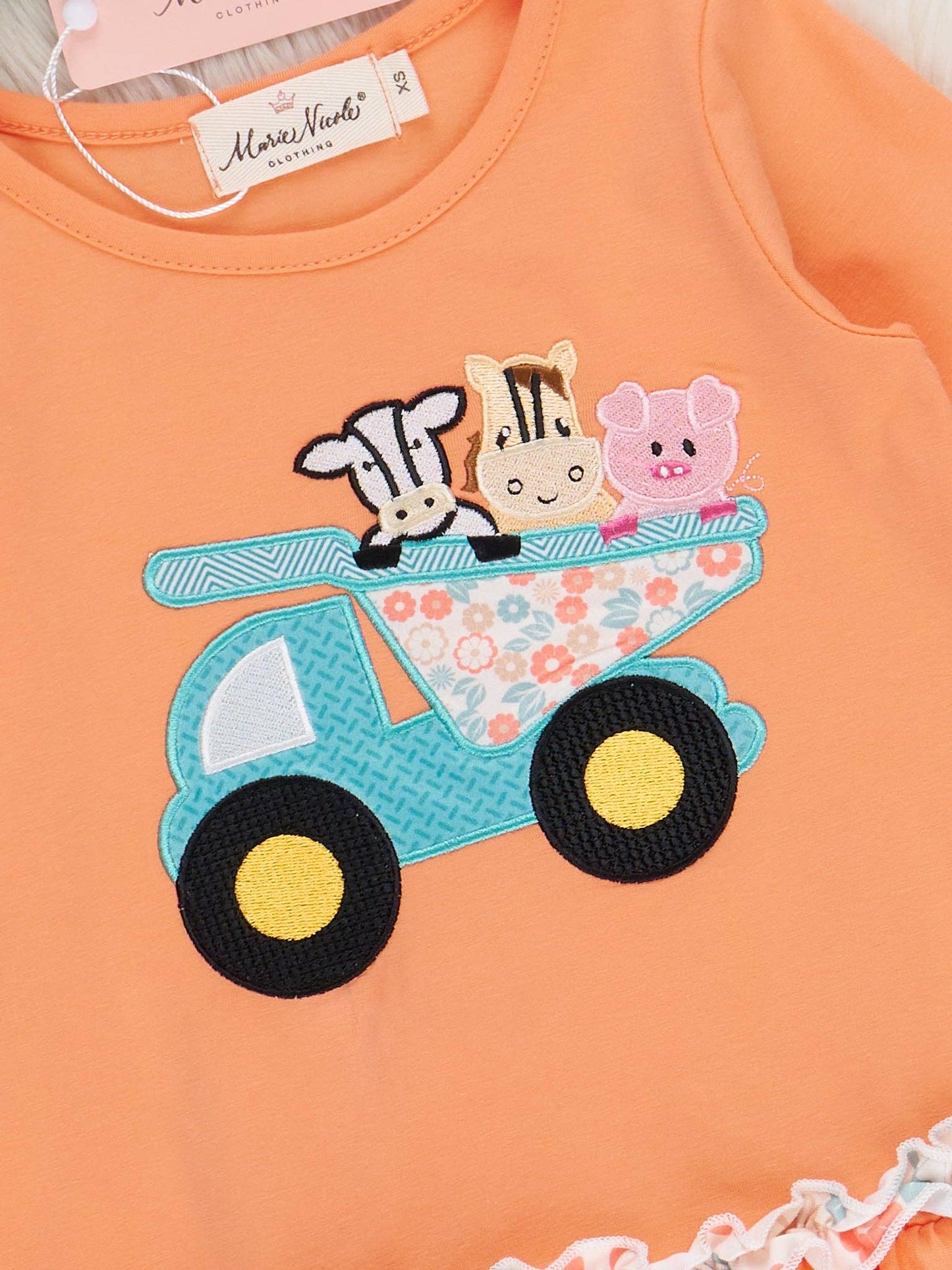 Embroidered Farm Animal Dump Truck Outfit