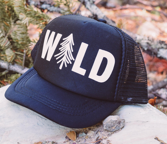 WILD Tree Trucker Hat: Black
