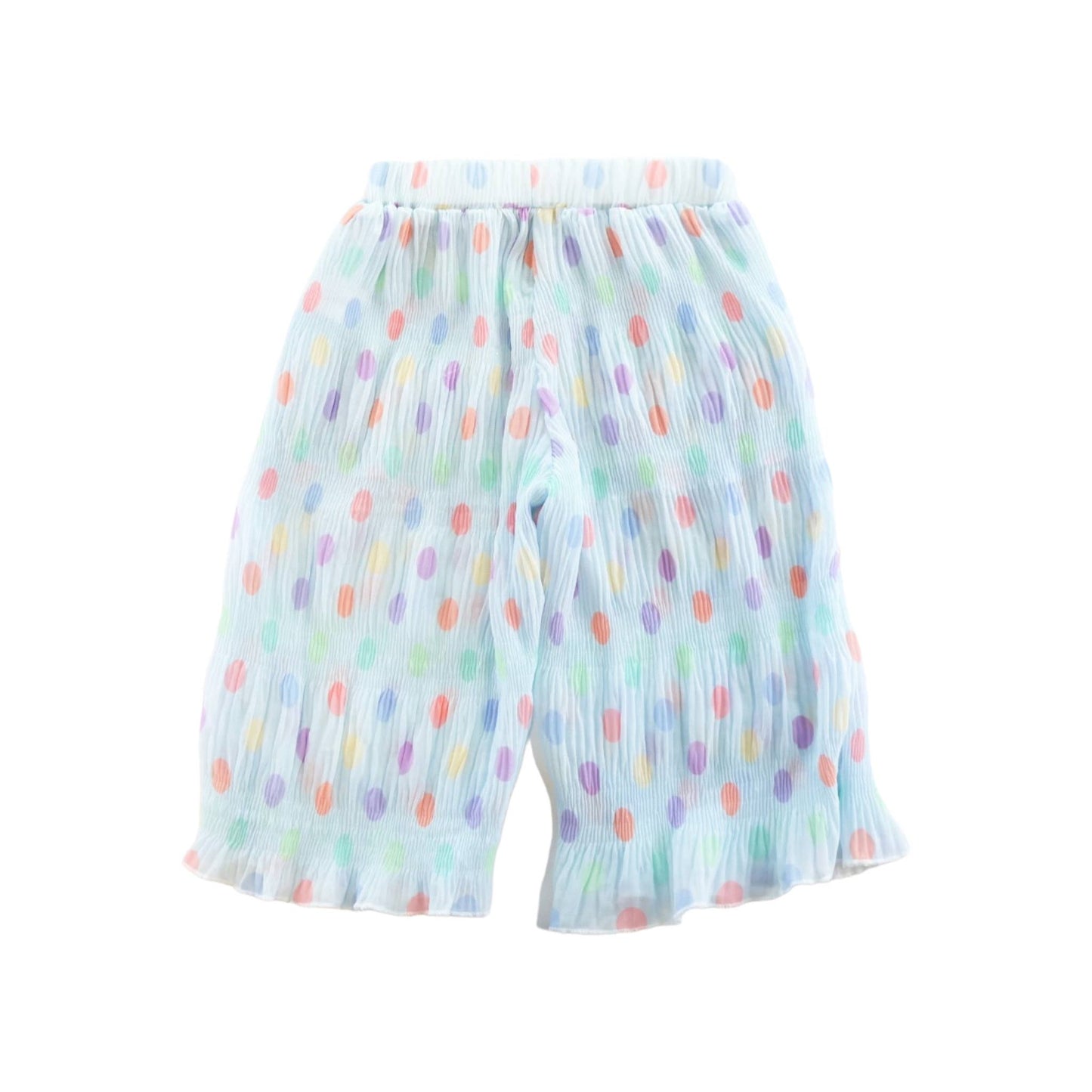 Polka Dot White Chiffon Pleated Pants