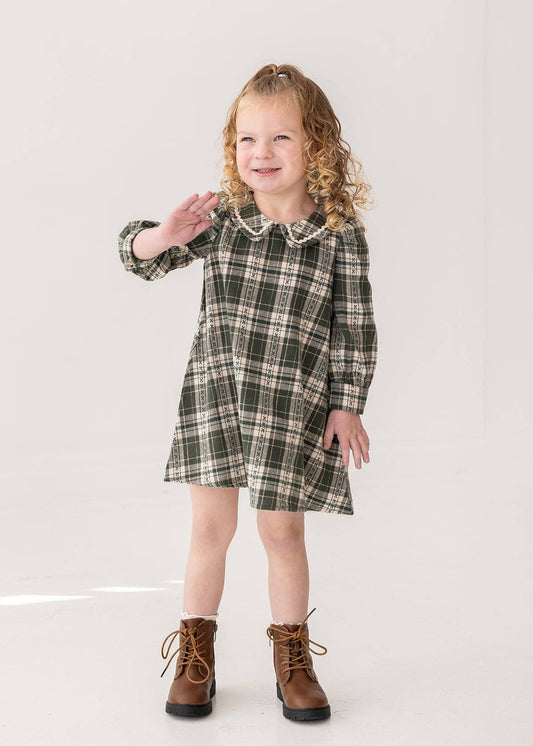 Green Plaid & Pine Dress