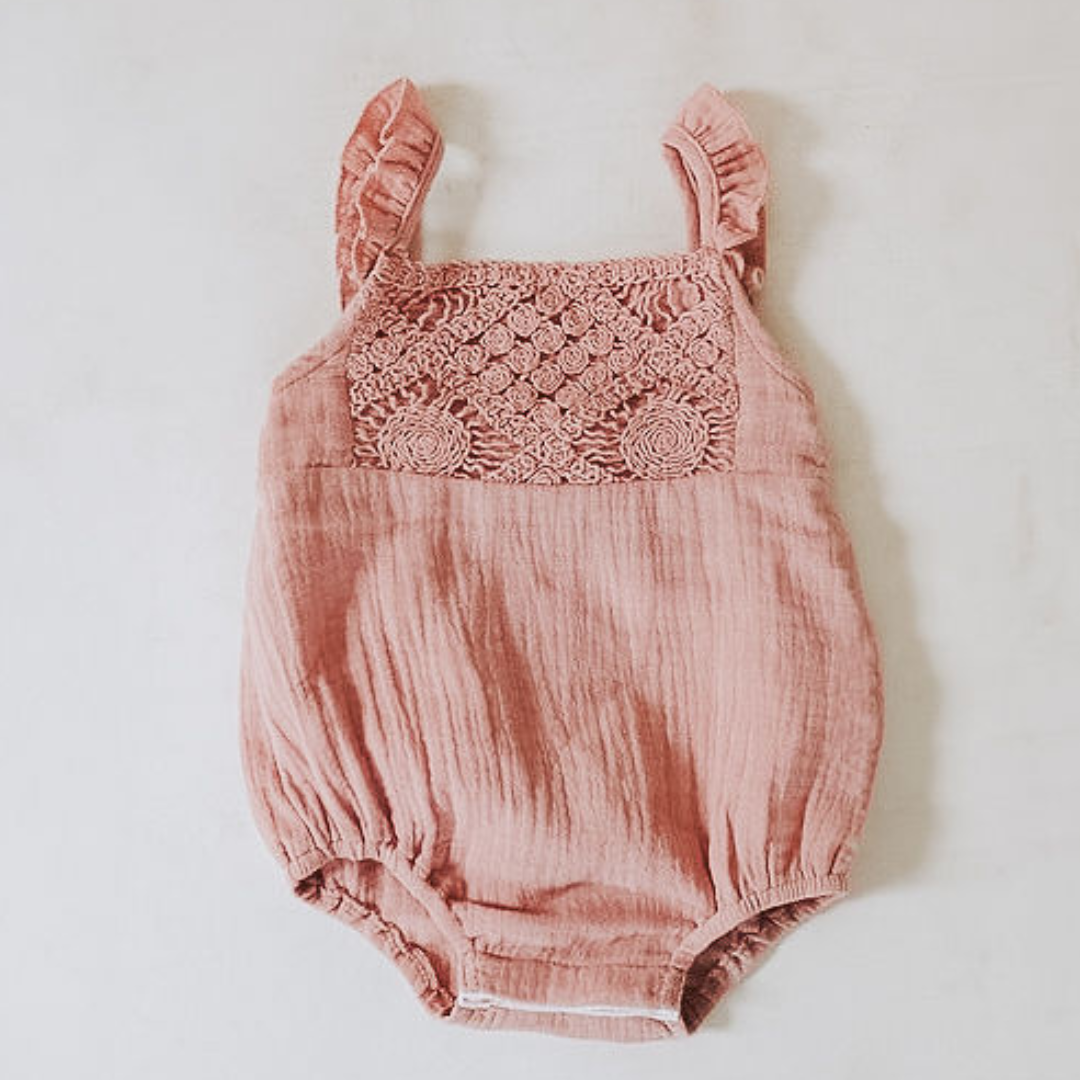 Dusty Rose Crochet Onesie