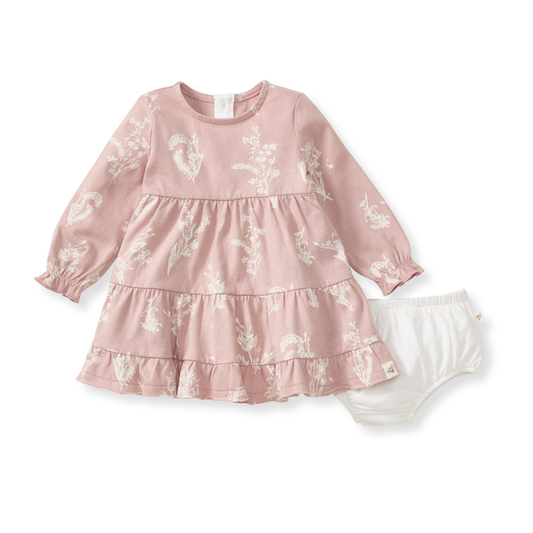 Organic Rose Wild Flower Dress & Diaper Cover