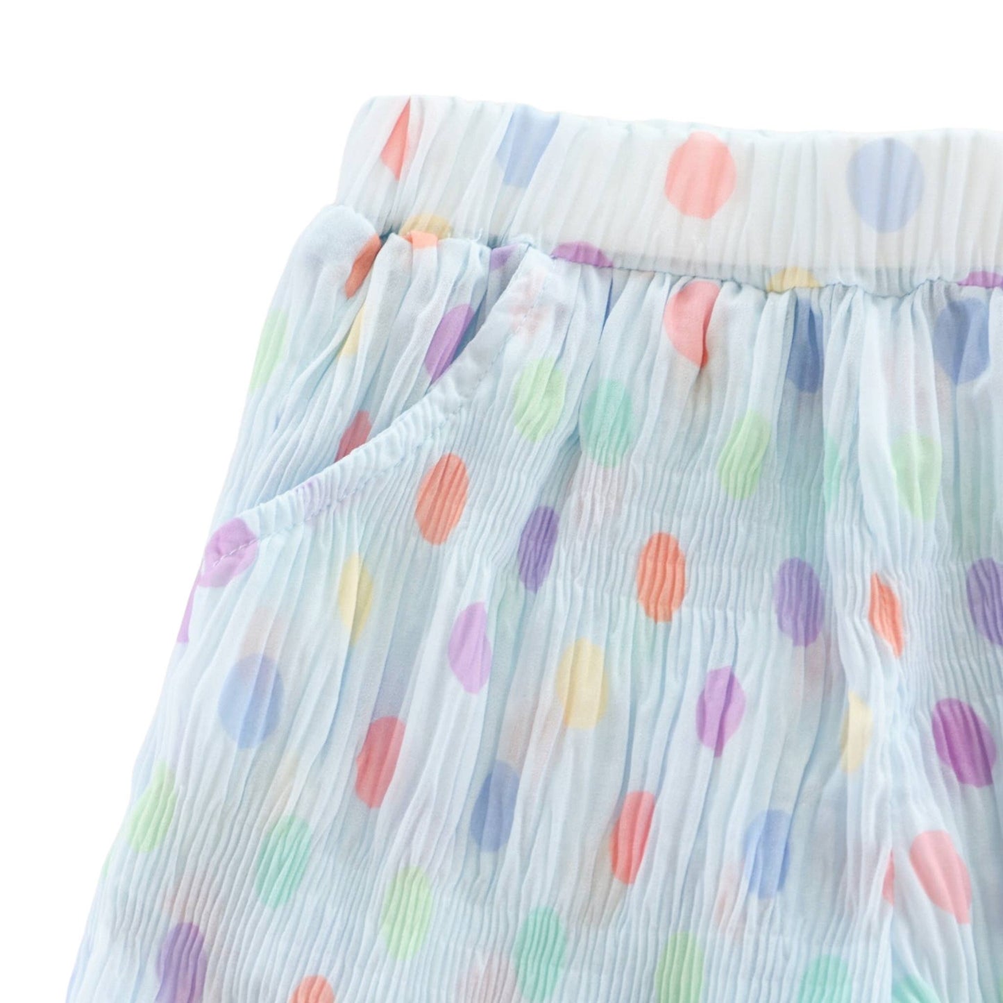 Polka Dot White Chiffon Pleated Pants