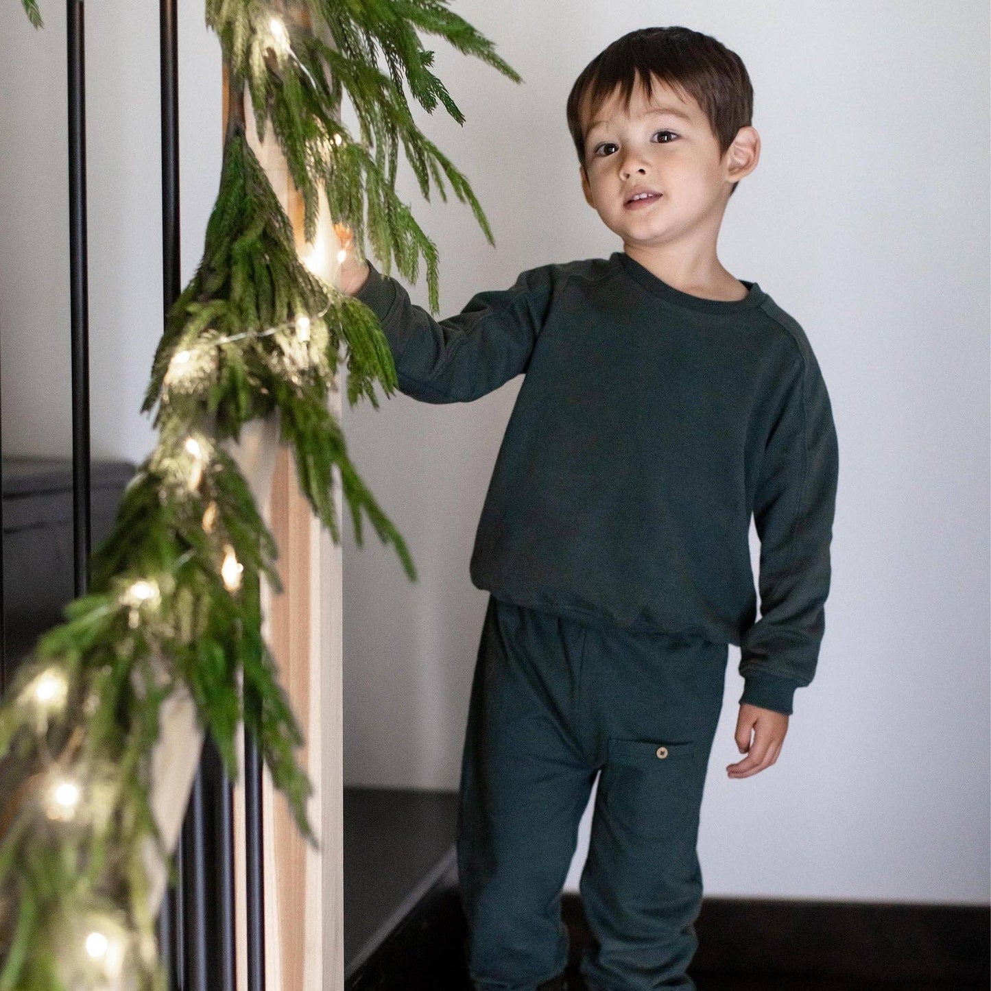 Zucchini Green Sweatshirt & Pants Set