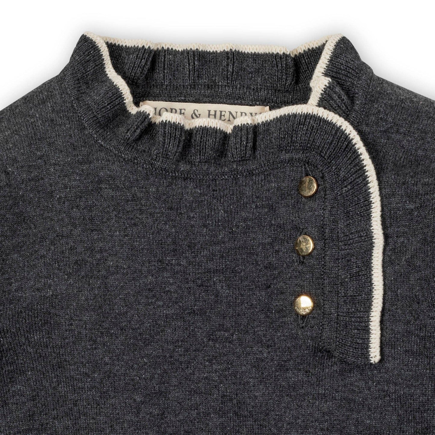 Organic Ruffle Trim Charcoal Heather Sweater Dress