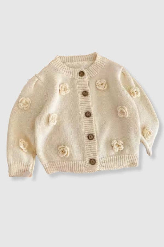Cream & Floral Knit Sweater