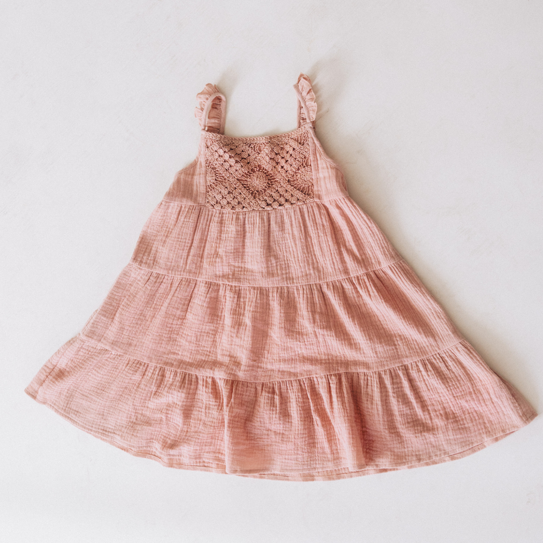 Dusty Rose Crochet Dress