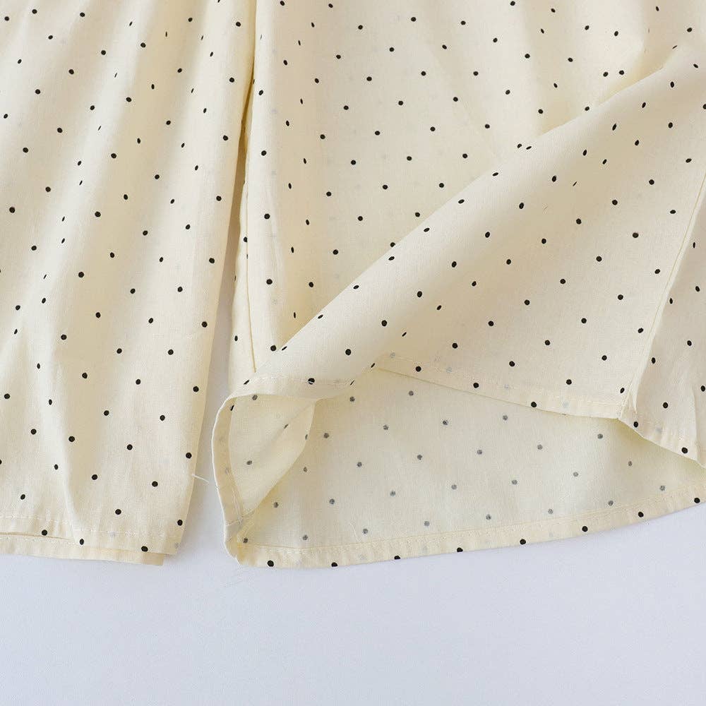 Polka Dot Button Tank Top with Wide Leg Pant