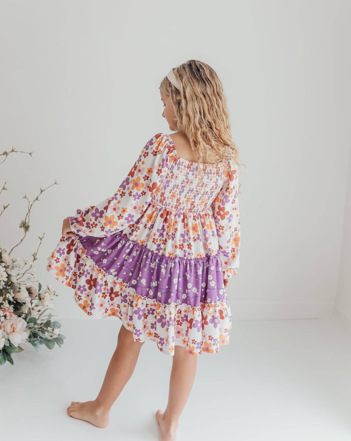 Lavender Flower 3-Tiered Smock
